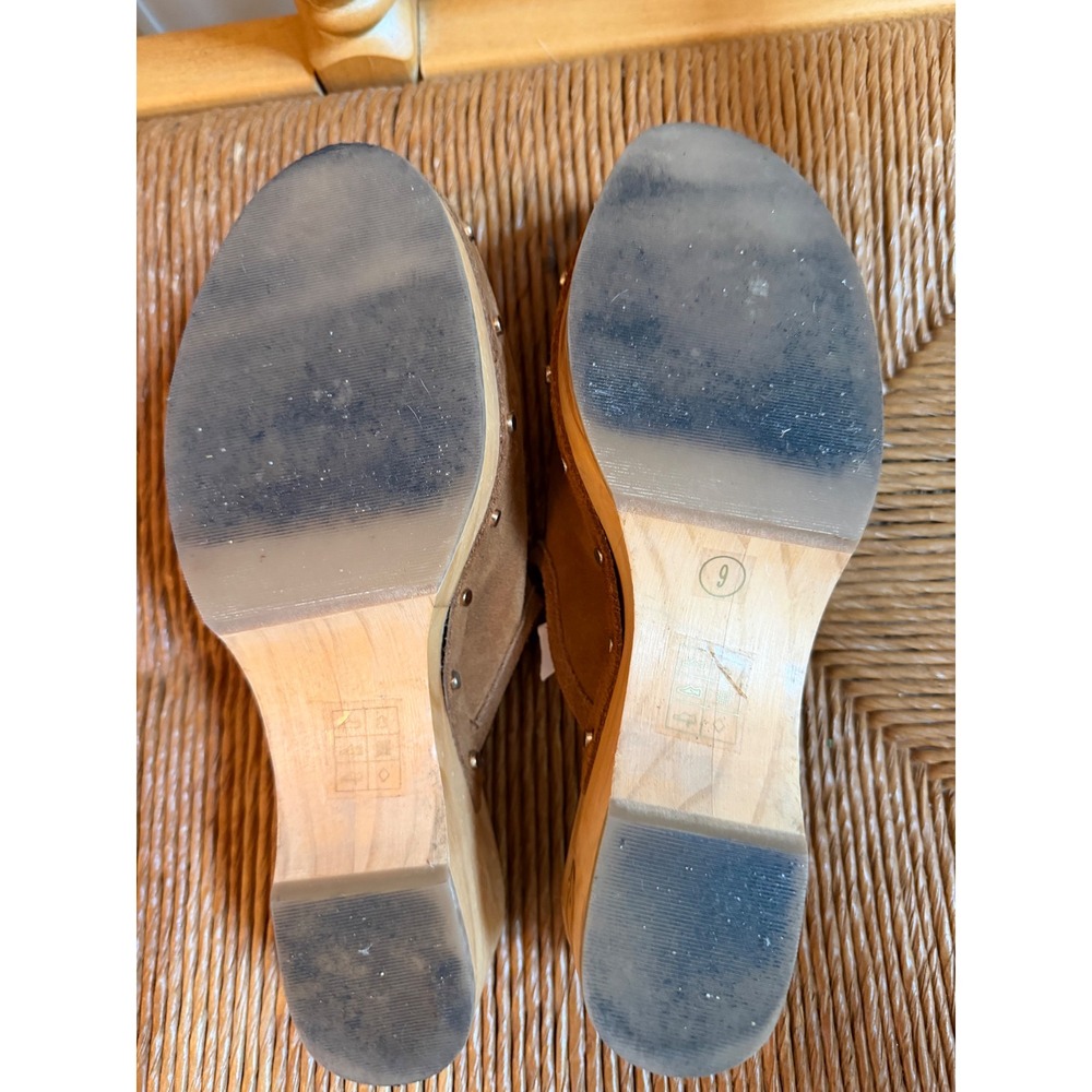 Dolce Vita Brown Suede Wooden Clogs Studded Mule Sandals Womens 9 - Picture 7 of 8